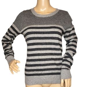 J. Crew merino wool-blend gray striped sweater.